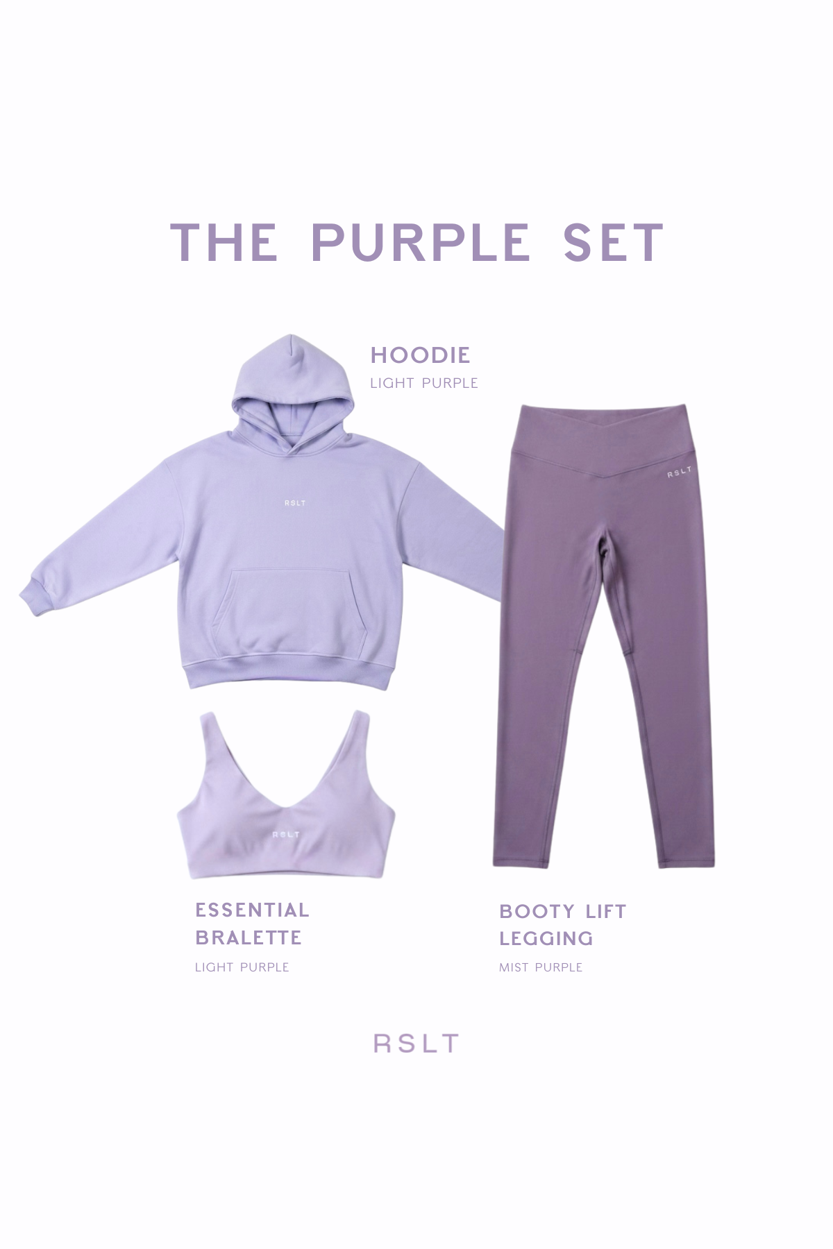 Purple Set Bra + Legging + Hoodie