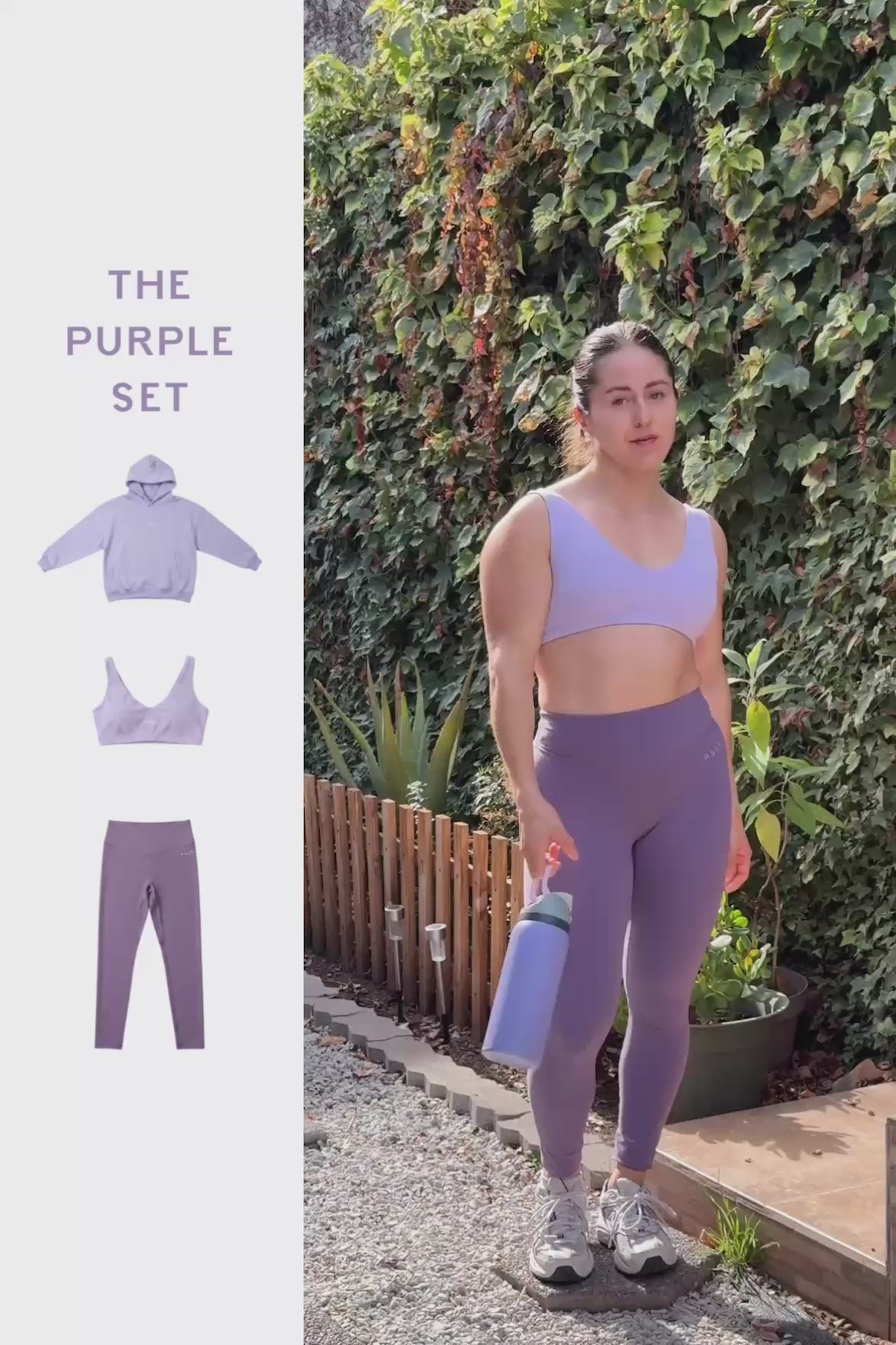Purple Set Bra + Legging + Hoodie